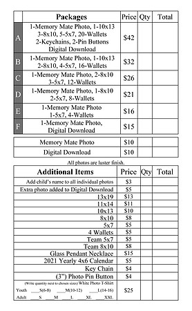Order Form Sports 2021